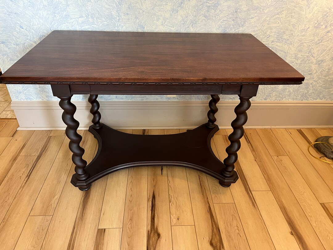 Solid Mahogany Library Table Desk W. Barley Twist Legs, - Etsy | Etsy (US)