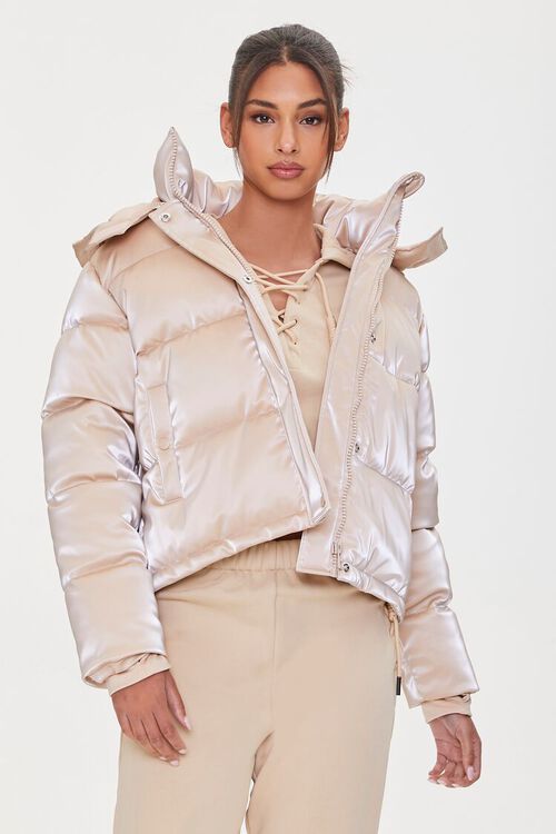 Faux Leather Hooded Puffer Jacket | Forever 21 (US)