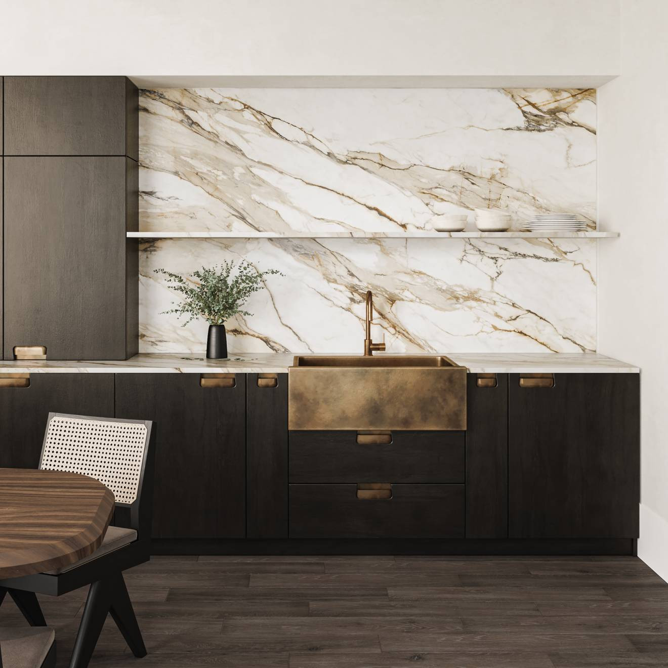 Magnifica Encore 60" x 126" - 12mm Honed Porcelain Slab in Calacatta Antique | Bedrosians Tile and Stone