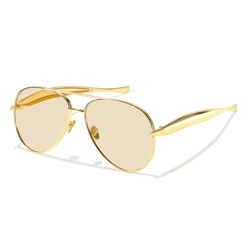 Chicid Oversized Aviator Sunglasses for Women Designer 2025 Metal Frame Eyewear Shades UV Protection | Amazon (US)