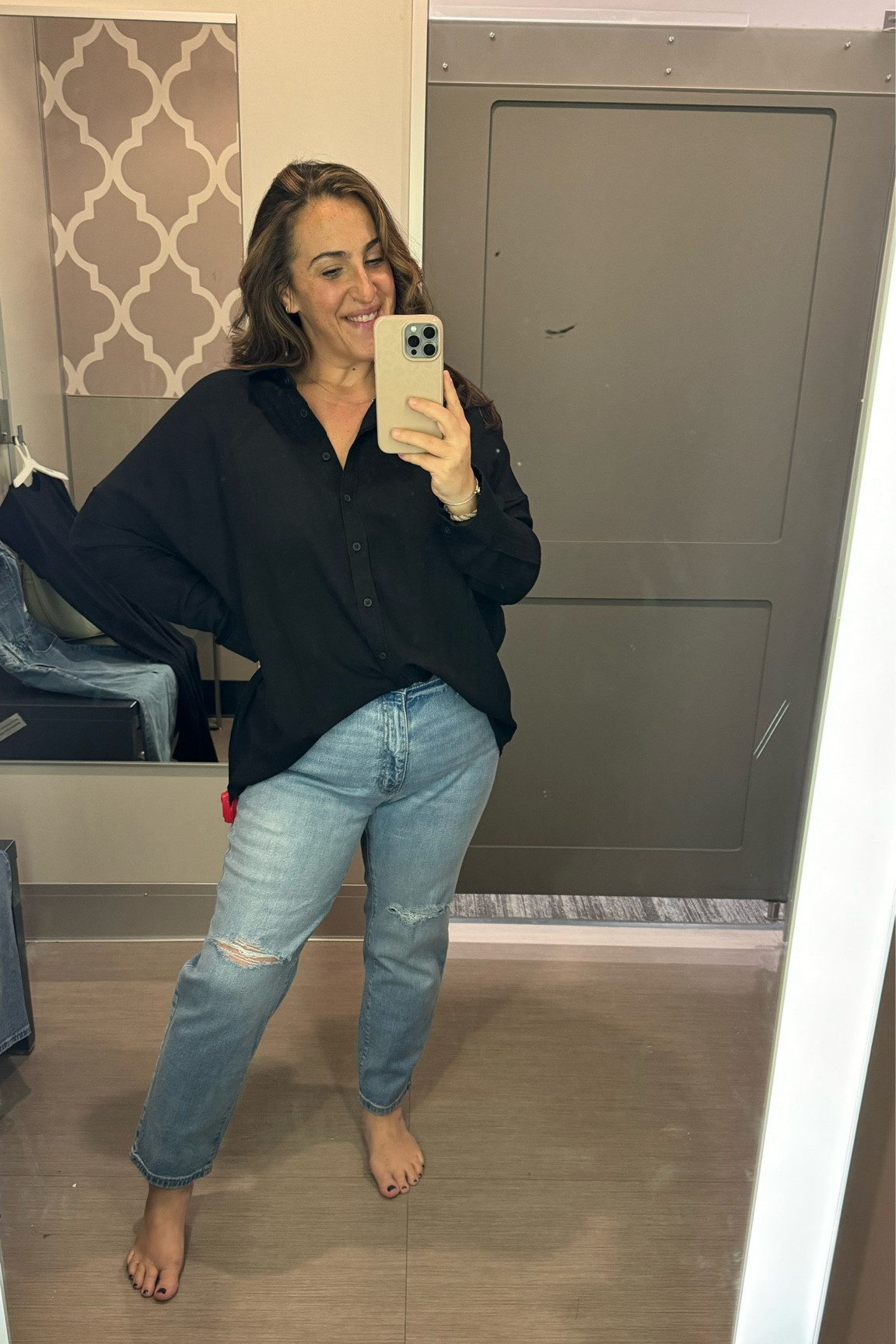 Absolutely love this lightweight button down cardigan from Target! The jeans are great slim straight! True size on bottom and top!

#LTKstyletip #LTKfindsunder50 #LTKmidsize