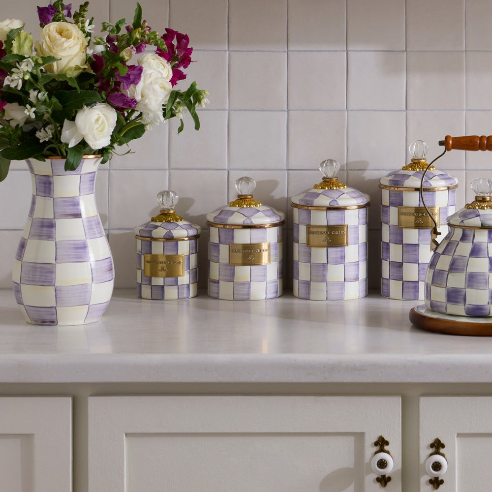 Violet Check Small Canister | MacKenzie-Childs