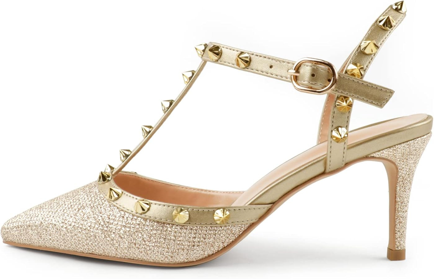 Kitten Heels Strappy Sandals for Women Slingback Pumps Closed Toe Sandals | Amazon (US)