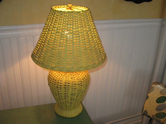 Vintage Wicker Table Lamp With Matching Shade Home Decor Mid | Etsy | Etsy (US)
