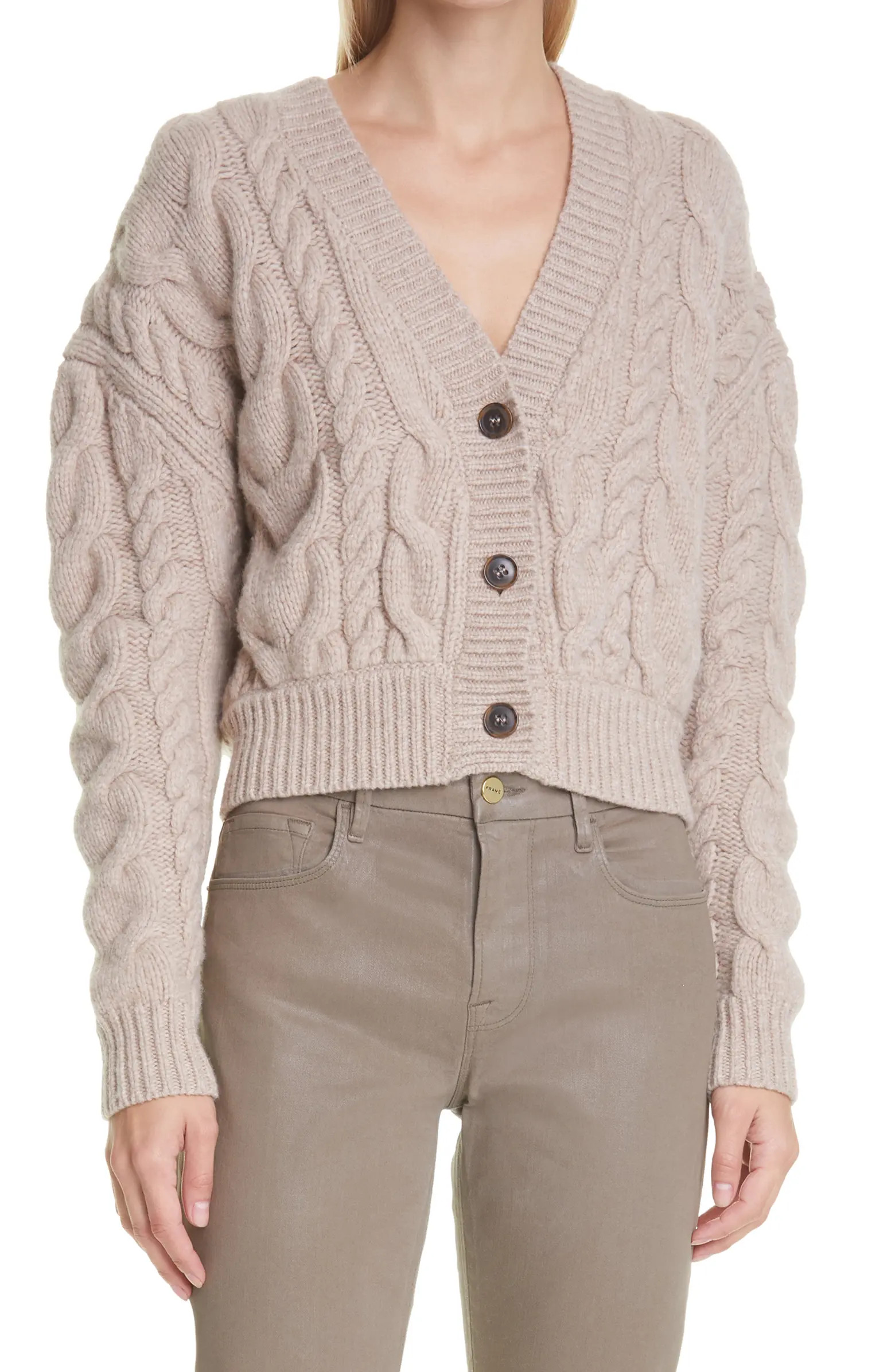 FRAME Merino Wool Cable Cardigan | Nordstrom | Nordstrom