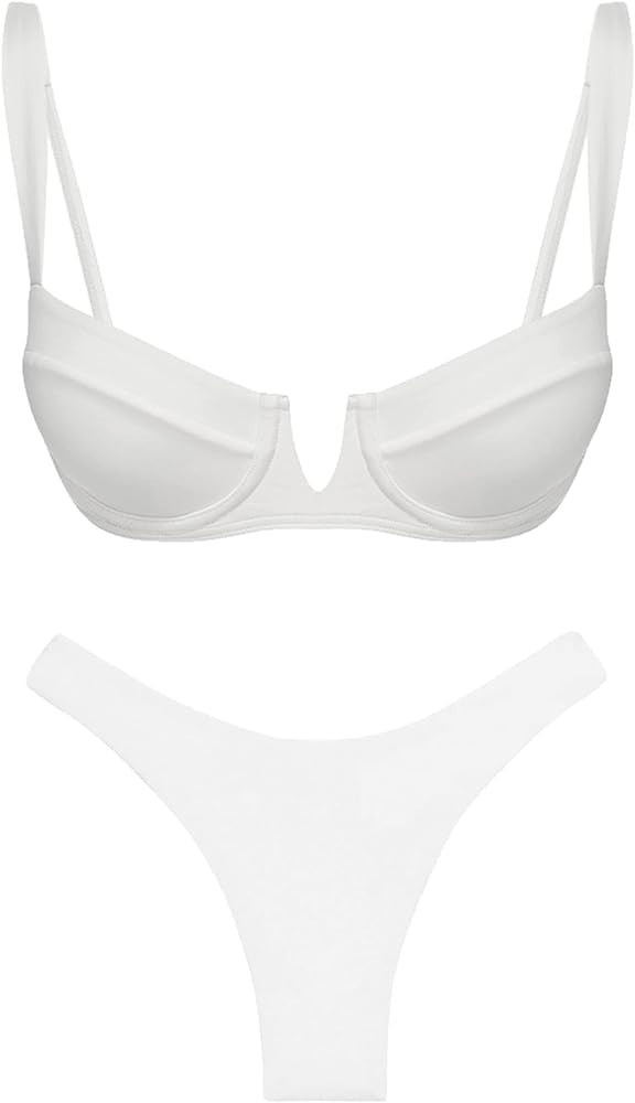 Narecte Womens White Bikini Set White Swimsuit White Bathing Suit Amazon Bikinis 2024 | Amazon (US)