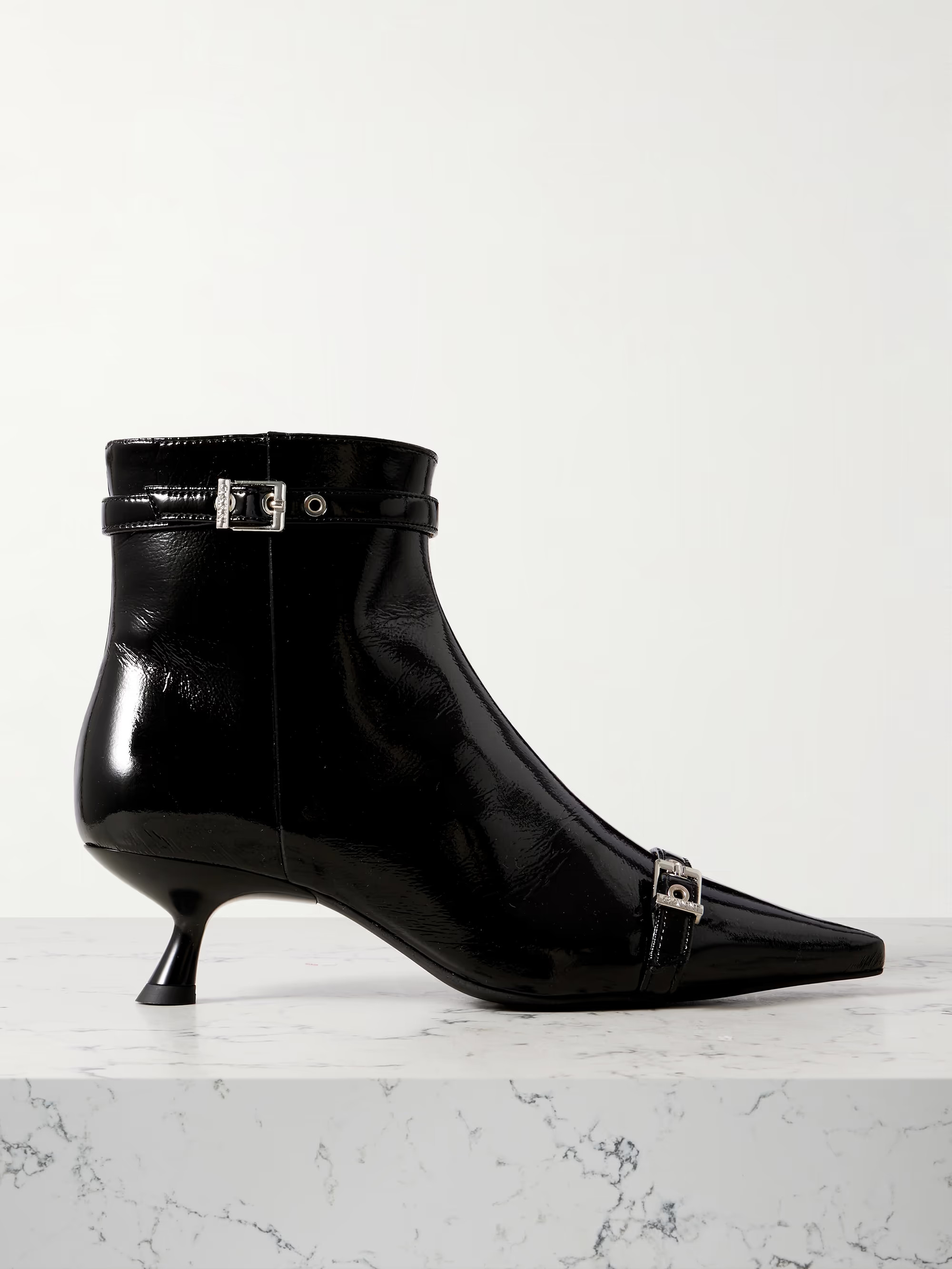 Buckled vinyl point-toe ankle boots | NET-A-PORTER (US)