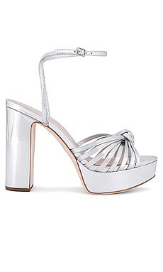 Loeffler Randall Rivka Leather Knot Platform Sandal in Silver Mirror from Revolve.com | Revolve Clothing (Global)