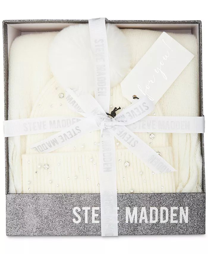 Women's Embellished Scarf & Beanie Boxed Gift Set | Macy's