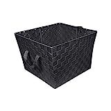 Amazon.com - Simplify Bins/Totes - Medium Storage Baskets - Woven Strap/Storage Organizer - Black... | Amazon (US)