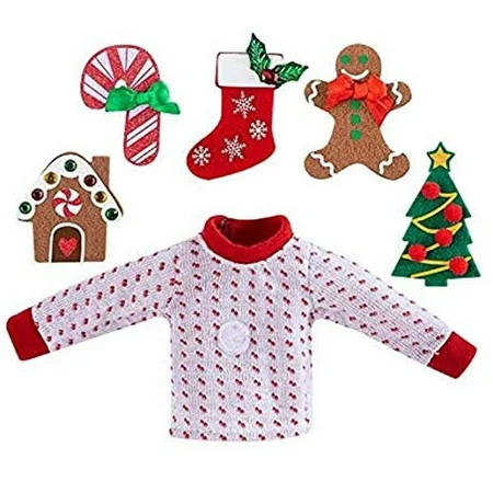 The Elf on the Shelf Sweater Set - One Sweater with 5 Attachable Decals - Dress Your Girl or Boy Elf 5 Different Ways | Walmart (US)
