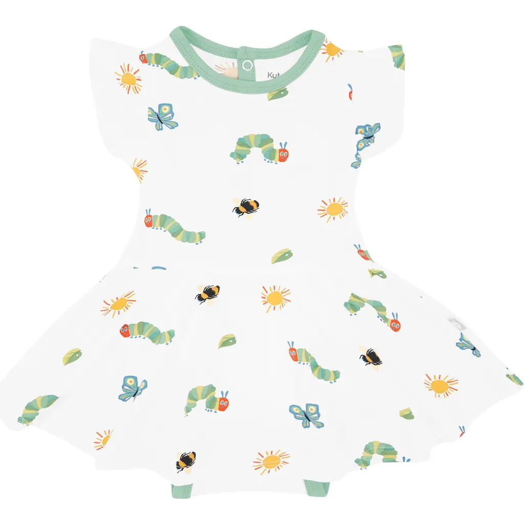 Kyte BABY Kids' 'The Very Hungry Caterpillar' Print Dress in Green/White at Nordstrom, Size 2T | Nordstrom