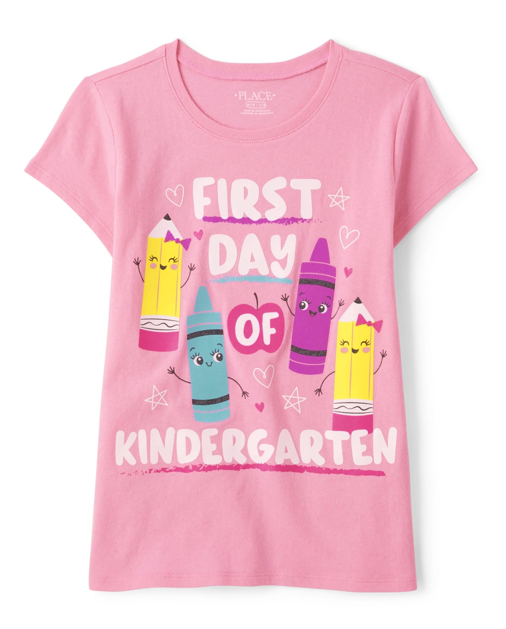 Girls First Day Of Kindergarten Graphic Tee - bright pink | The Children's Place