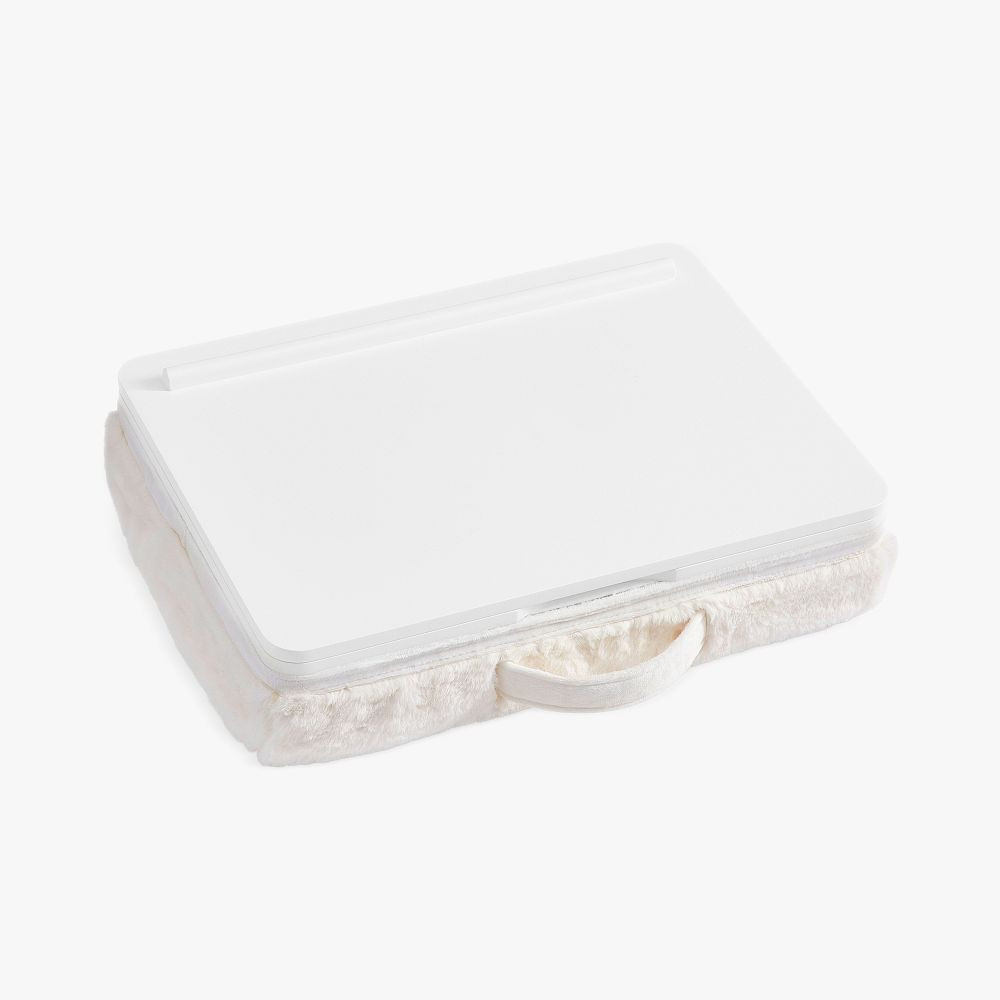 Adjustable Storage Bunny Fur Lapdesk, Ivory | Pottery Barn Teen