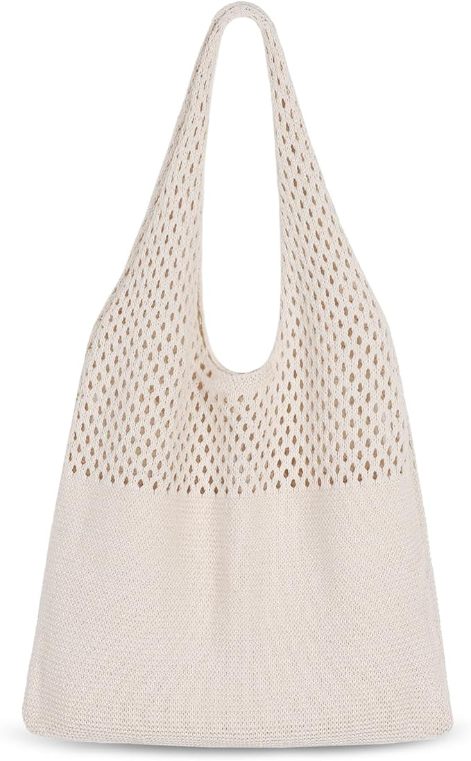 Sightor Crochet Tote Bag, Mesh Beach Bag Knit Summer Hobo Bag Vacation Boho Tote Bag for Women | Amazon (US)