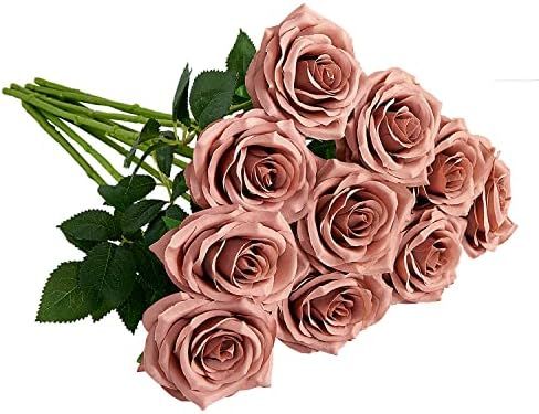 IUKnot Artificial Rose 10pcs Open Flower Bouquet Faux Rose Stems for Wedding Arrangement, Bridal ... | Amazon (US)