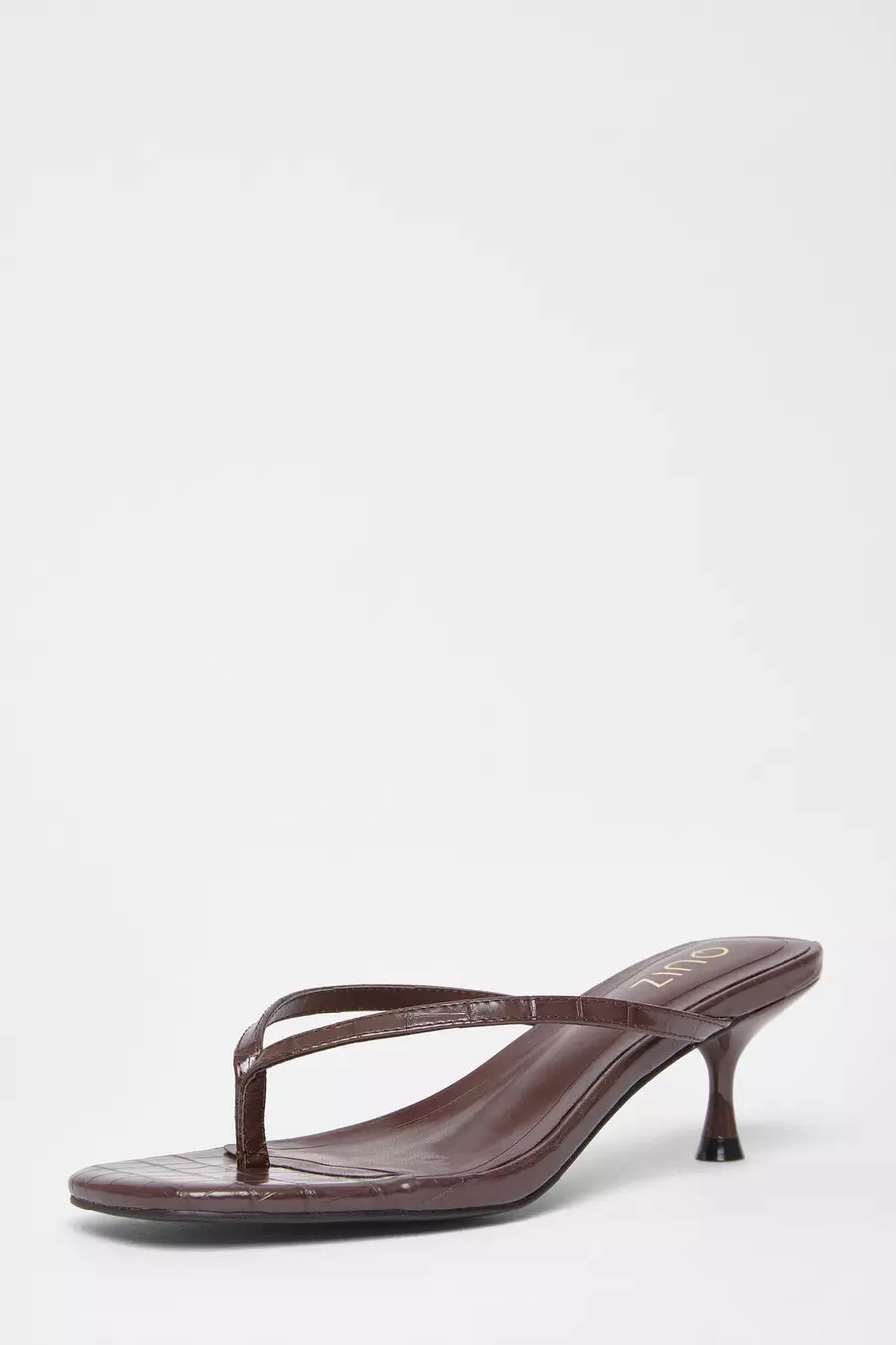 Brown Croc Toe Post Heels | Quiz Clothing