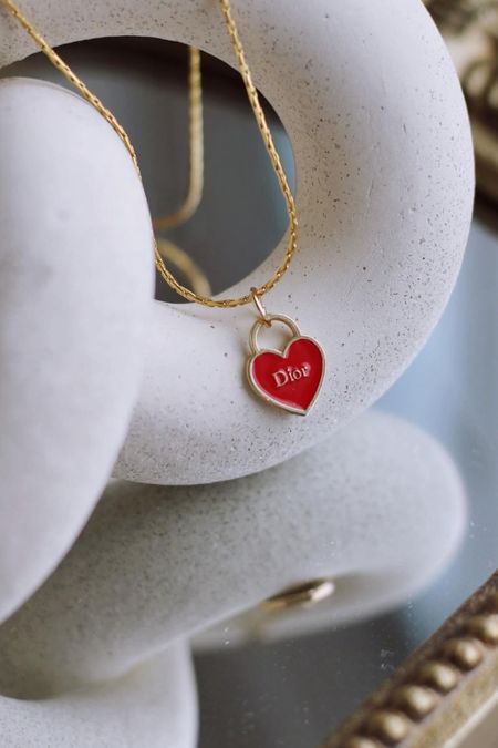 Dior red heart on gold chain - perfect for vday