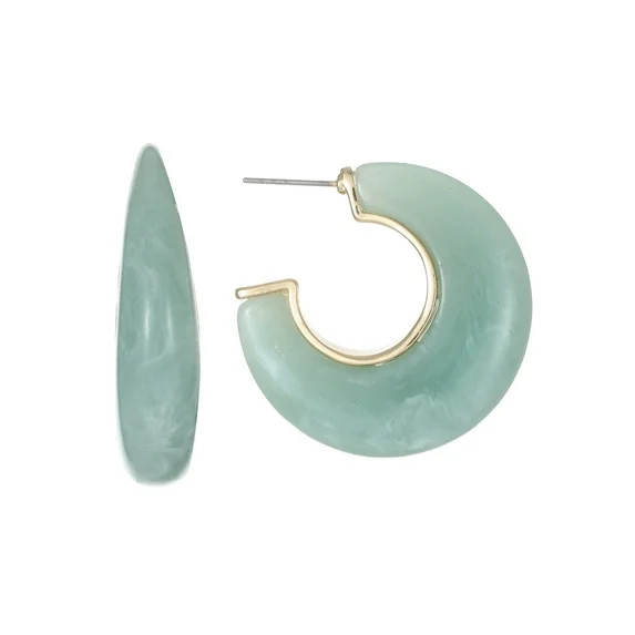 Time and Tru Light Green Hoop Statement Earrings | Walmart (US)