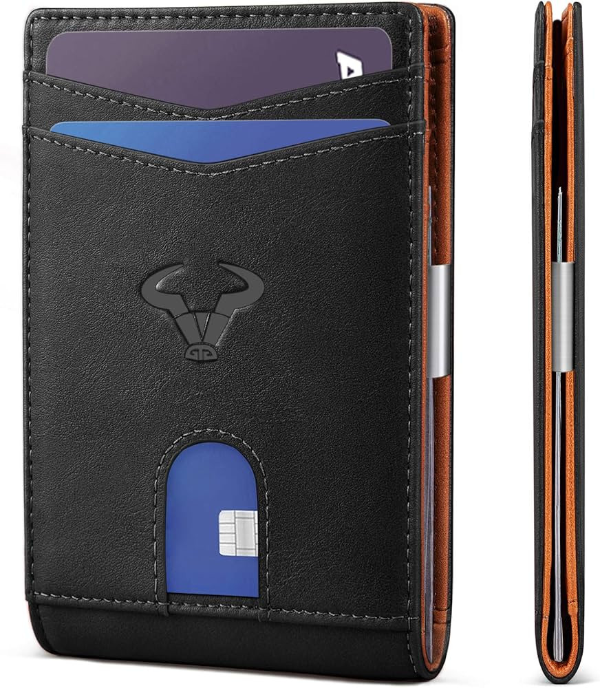 BULLIANT Slim Wallet Men, Leather Wallet Front Pocket Card Holders for Gift Men 3"X4.3" | Amazon (US)