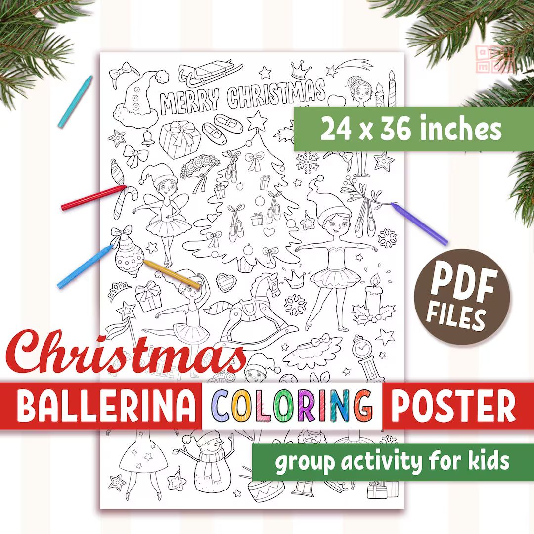 CHRISTMAS BALLERINAS Printable Coloring Poster for Girls - Etsy | Etsy (US)