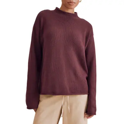 Splendid Elsie Cotton Blend Roll Edge Sweater in Java Brown at Nordstrom, Size X-Small | Nordstrom