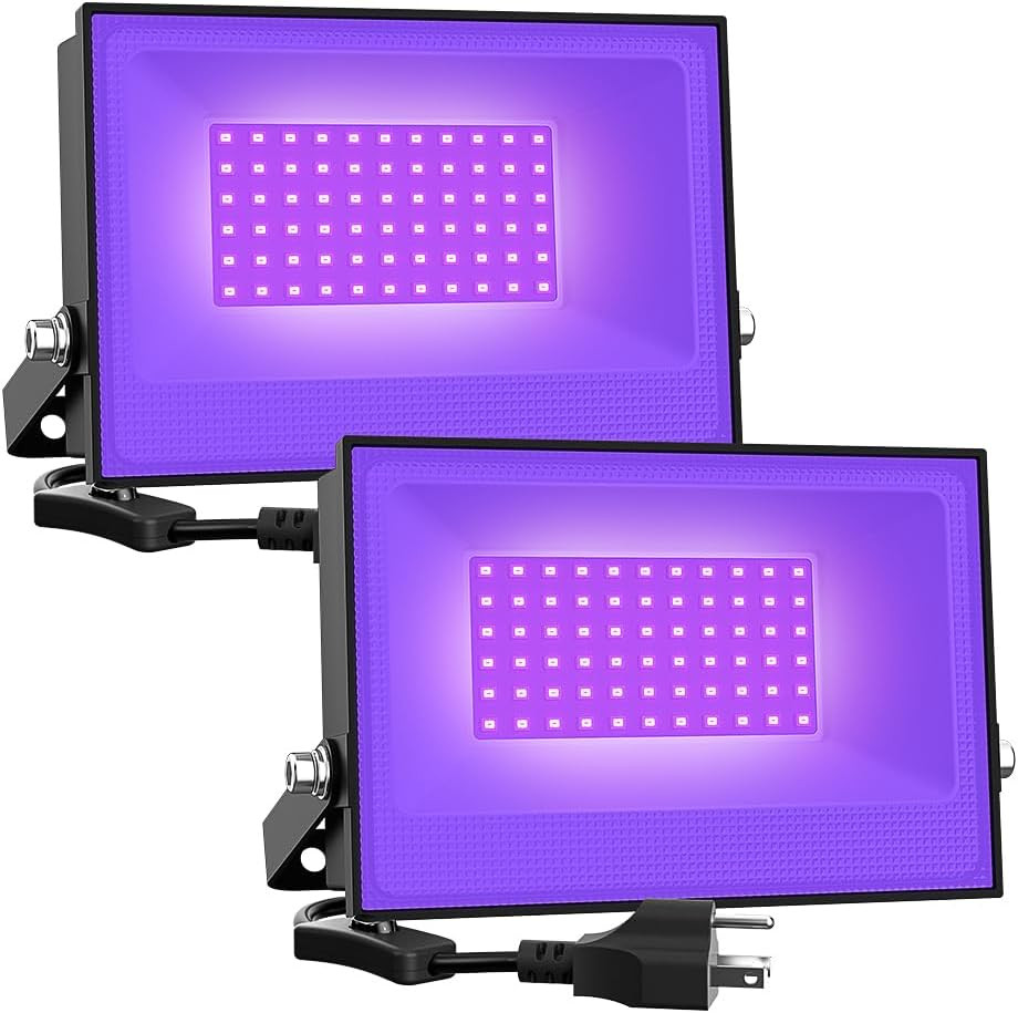 Onforu 2 Pack 30W LED Black Lights, Blacklight Flood Light with Plug, IP66 Waterproof, for Halloween Party, Glow in The Dark, Stage Lighting, Aquarium, Body Paint, Fluorescent Poster, Neon Glow,Black | Amazon (US)