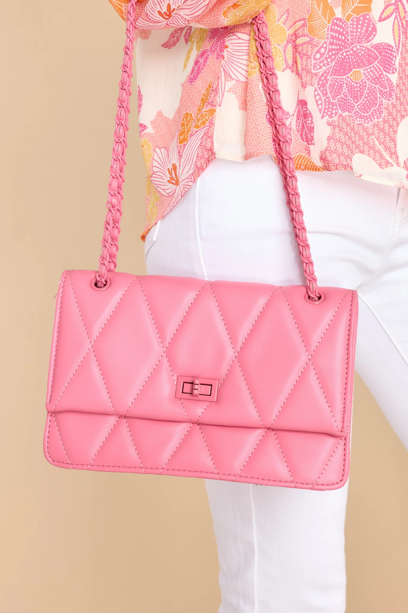Work Hard Play Harder Pink Bag | Red Dress 