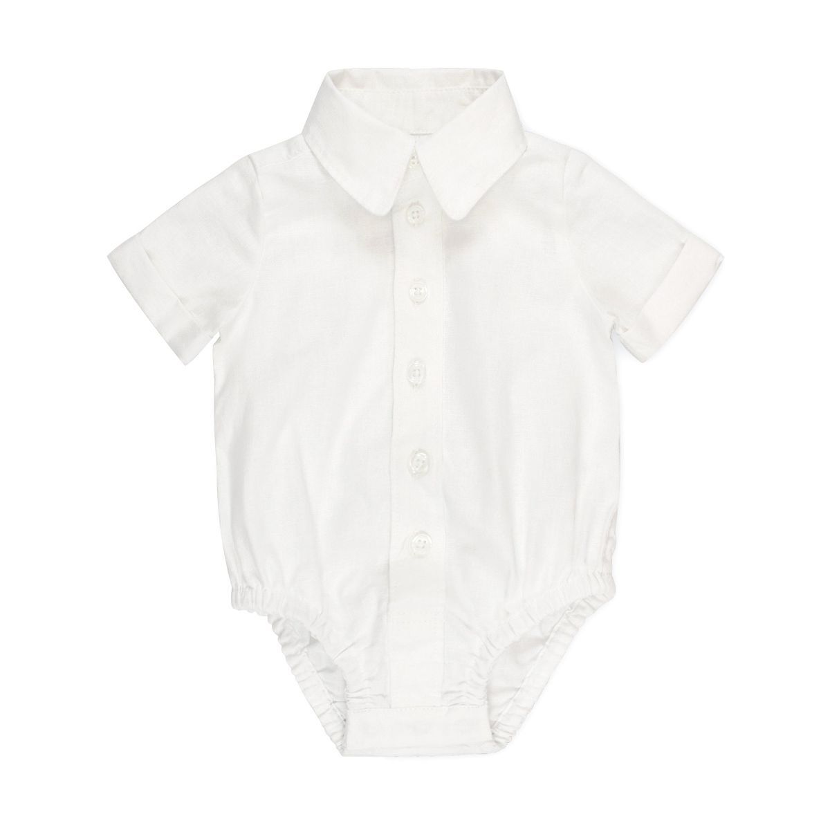 Hope & Henry Baby Short Sleeve Button Down Bodysuit (White Linen, 3-6 Months) | Target