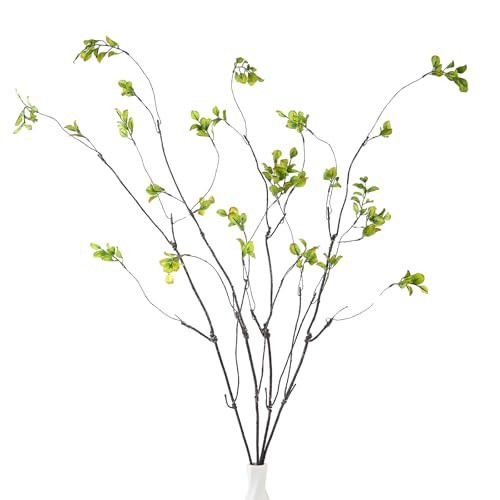 38'' 4Pcs Artificial Ficus Branches Fake Greenery Stems Faux Ficus Twig Plants Green Fake Leaf Spray Green for Home Office Wedding Vase Filler Banquet Home Decoration | Amazon (US)