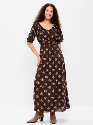 Ruffle-Collar Boho Maxi Dress | Old Navy (US)