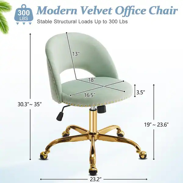 Office Chair Velvet Desk Chair Swivel Armchair Cute Modern Fabric Home Office Desk Chairs with Wh... | Bed Bath & Beyond