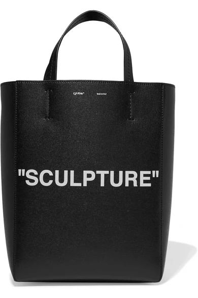 Off-White - Medium Printed Textured-leather Tote - Black | NET-A-PORTER (UK & EU)