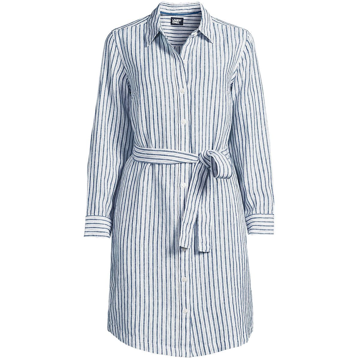 Women's Long Sleeve Linen Shirt Dress | Lands' End (US)