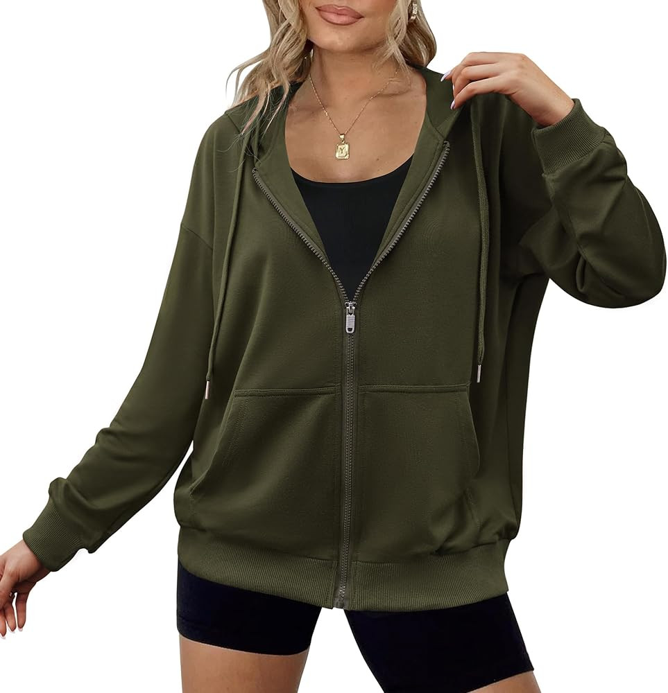Zeagoo Women's Lightweight Hoodies Full Zip Up Oversized Sweatshirts with Pockets Zip Up Hoodies | Amazon (CA)