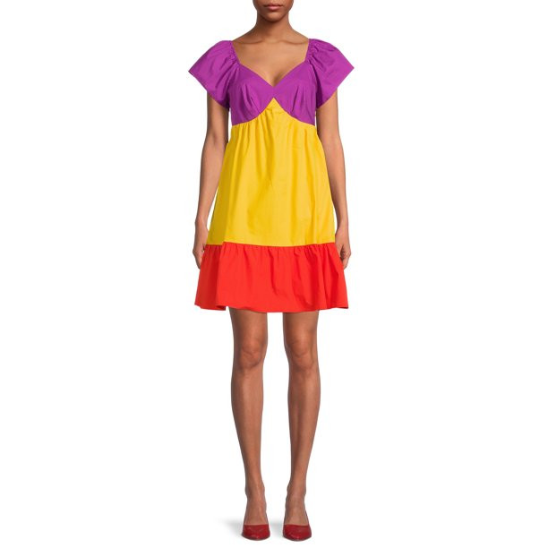 The Get Women's Short Sleeve Colorblock Mini Dress - Walmart.com | Walmart (US)