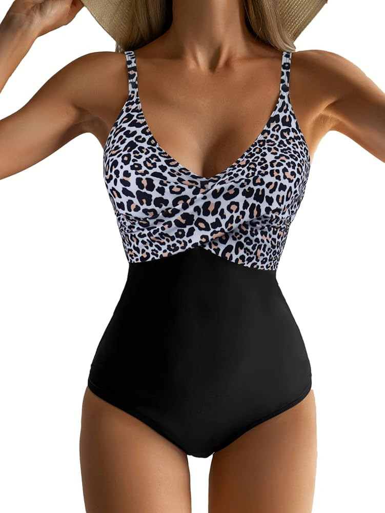 B2prity Women's One Piece Swimsuits Tummy Control Front Cross Bathing Suits Slimming Swimsuit V N... | Amazon (US)