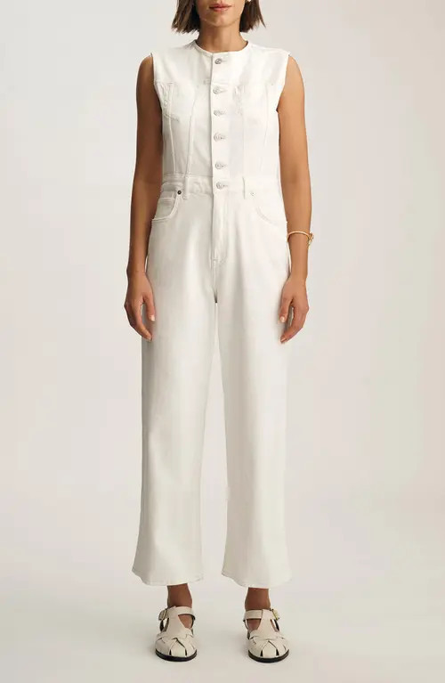 Mavi Jeans Nilly Sleeveless Denim Jumpsuit in Off White Denim at Nordstrom, Size X-Large | Nordstrom