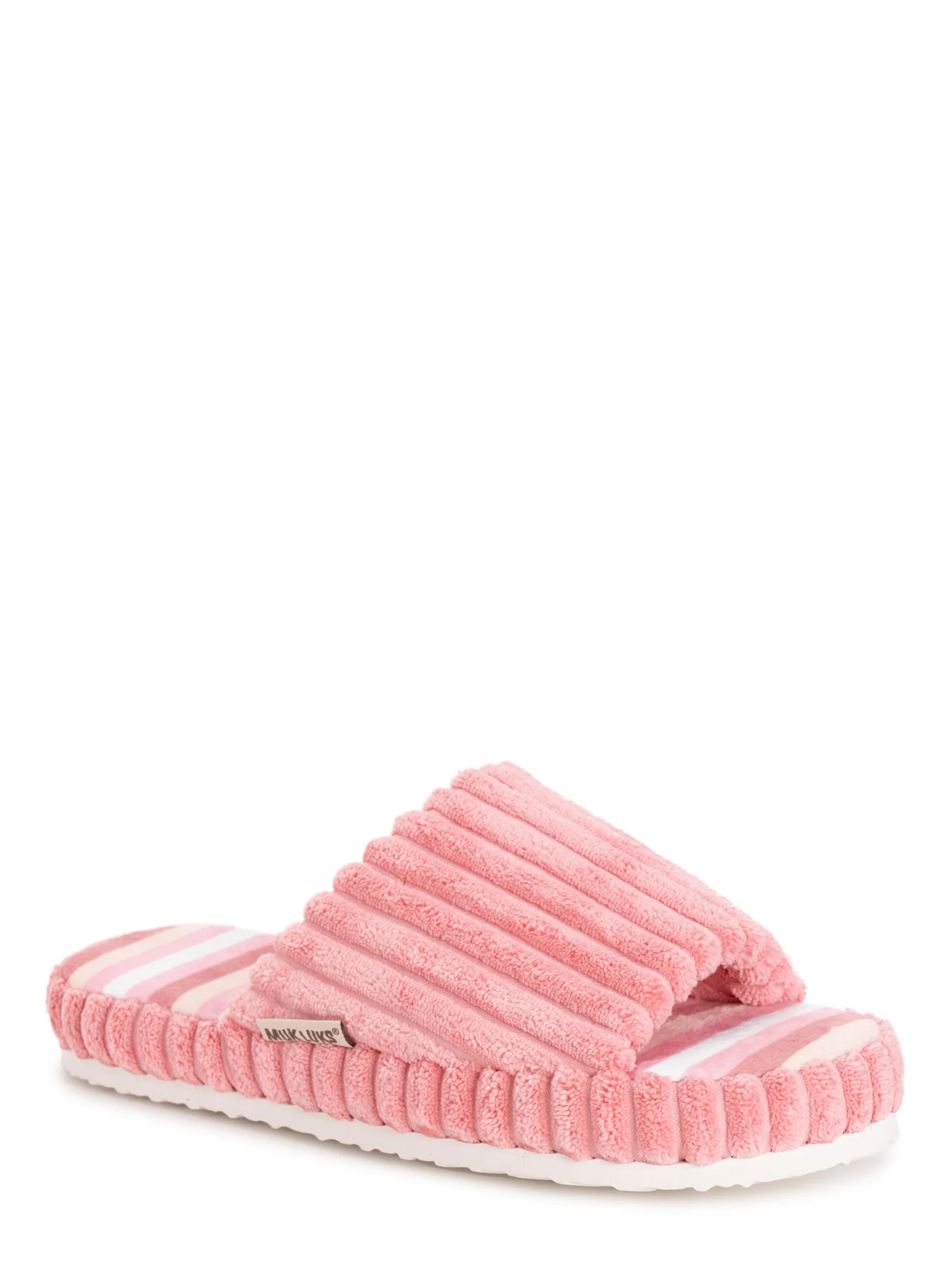 MUK LUKS Women's Ribbed Terry Pool Slide Scuff Slipper | Walmart (US)