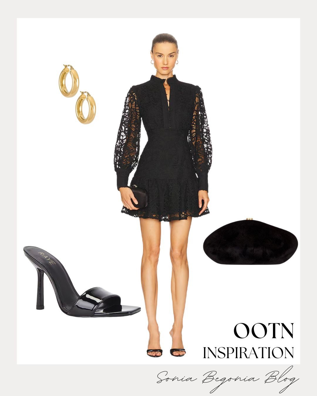 OUTFIT of the Night: Lace, Leather, & Gold Accents! ✨

Embrace the edgy romantic trend with this perfectly balanced evening look from Revolve!

We are obsessed with the statement piece: a stunning black lace mini dress featuring intricate floral detailing and elegant long puff sleeves. Balance the feminine lace with sleek, modern accessories for a high-fashion edge. Finish the look with polished details: glossy black square-toe heeled mules, a structured black velvet clutch, and bold gold chunky hoop earrings for a touch of glamorous shine!

#OOTN
#OutfitOfTheNight
#RevolveMe
#LaceDress
#LittleBlackDress
#GoldHoops
#HeeledMules
#VelvetClutch
#DateNightOutfit
#HolidayStyle
#PartyReady
#LTKStyle
#RomanticStyle
#GlowyGlam
#StylingInspo


#LTKgrwm #LTKWedding #LTKootd