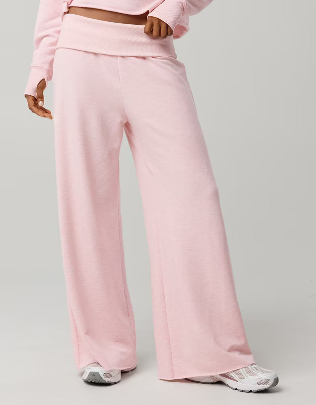 OFFLINE By Aerie OTT Fleece Super Wide Leg Foldover Pant | Aerie