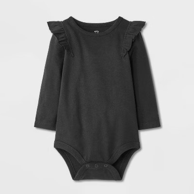 Baby Girls' Ruffle Bodysuit - Cat & Jack™ Black 0-3M | Target