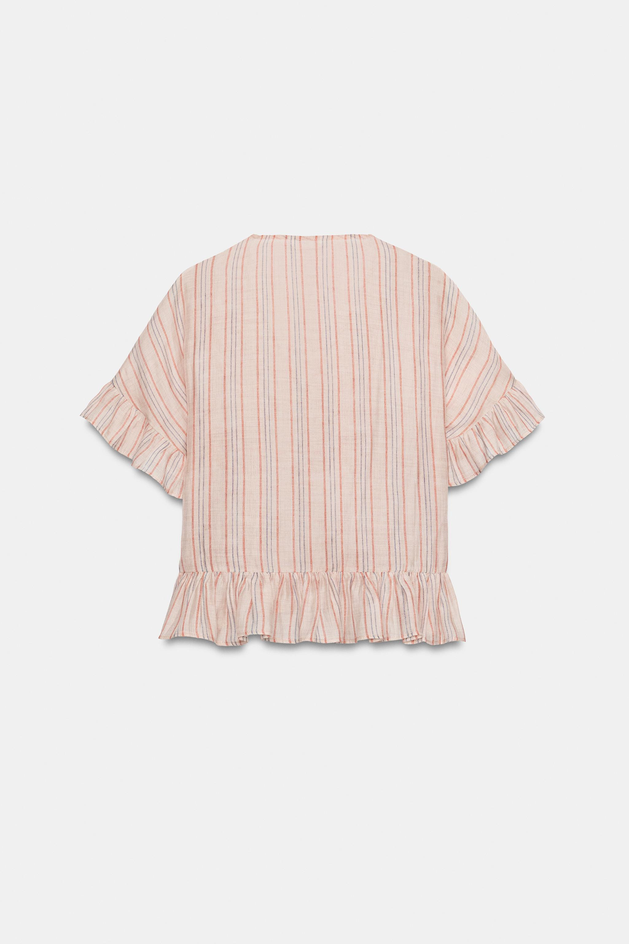 STRIPED RUFFLED BLOUSE | Zara US