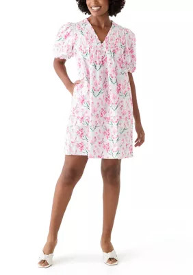 Women's Puff Sleeve Printed Pintuck Dress | Belk