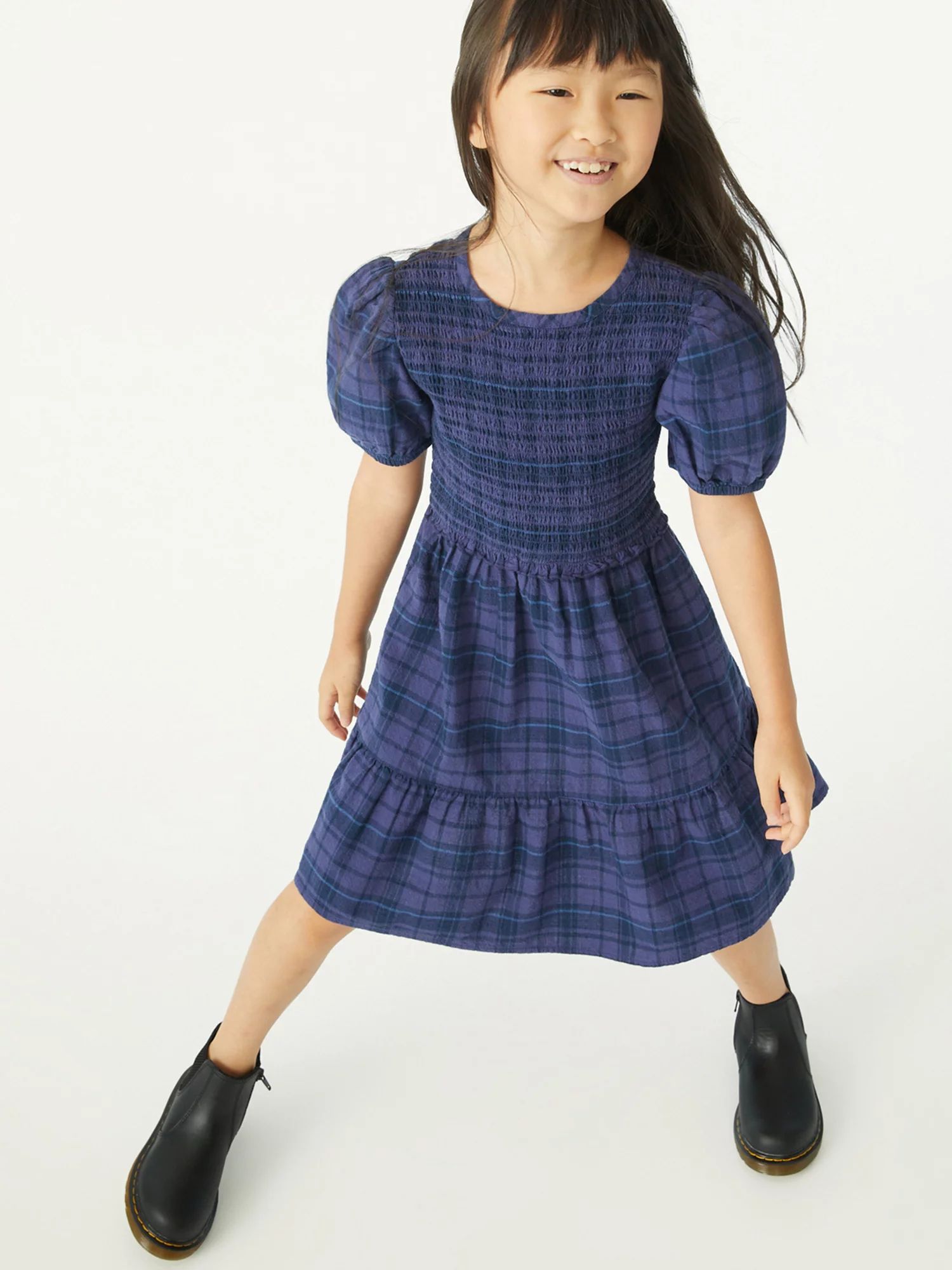 Free Assembly Smocked Dress with Puff Sleeves, Sizes 4-18 - Walmart.com | Walmart (US)