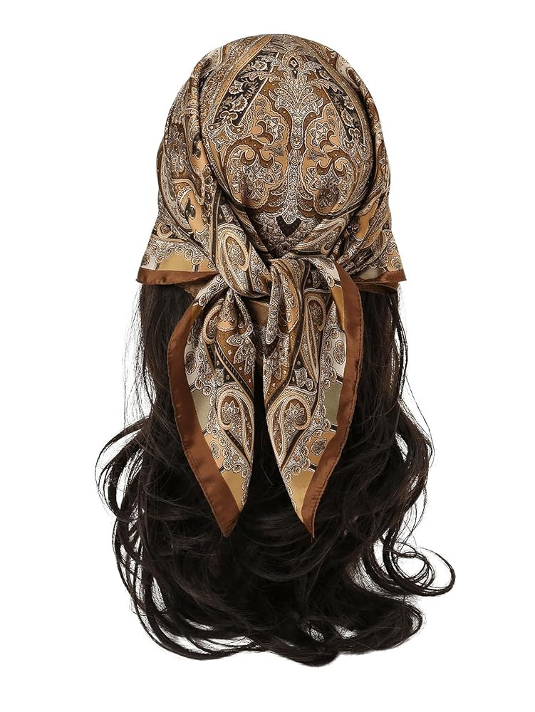 Floerns Women's Vintage Silk Bandana Paisley Print Headscarf Boho Square Hair Scarf | Amazon (US)