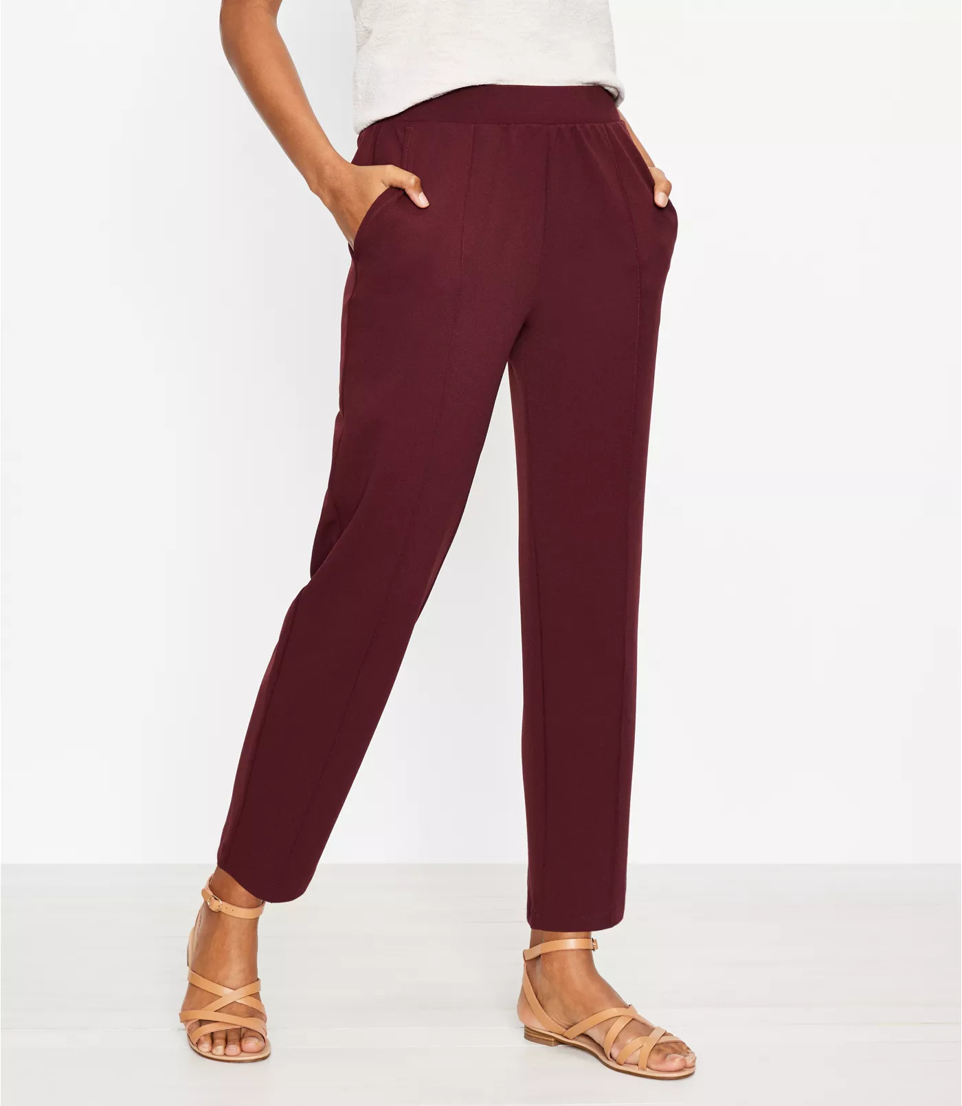 Pintucked Tapered Pants in Crepe | LOFT