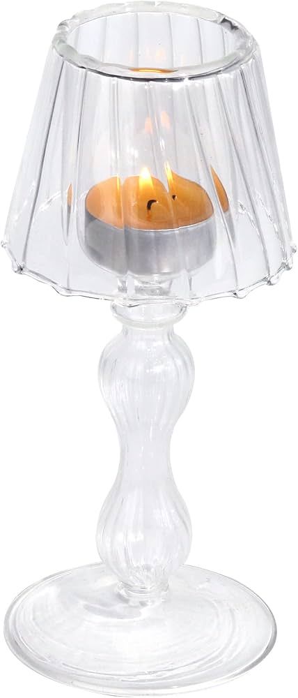 Clear Glass Votive Candle Holder - Glass Tealight Candleholder Hurricane Decorative Lamp Shaped f... | Amazon (US)