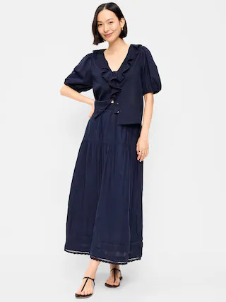 Lace-Trim Maxi Skirt | Old Navy (US)