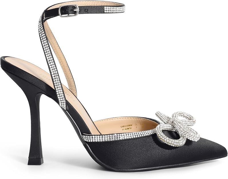 DREAM PAIRS Women's High Heels Destiny Closed Toe Strappy Heels Sexy Rhinestone Ankle Strap Pumps... | Amazon (US)